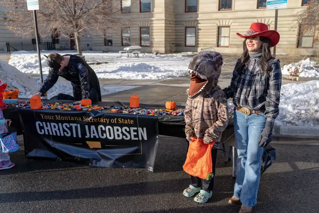 Christi Jacobsen - Montana Secretary of State 9 Montana Secretary of State Christi Jacobsen visits with trick-or-treaters at the Montana State Capitol.