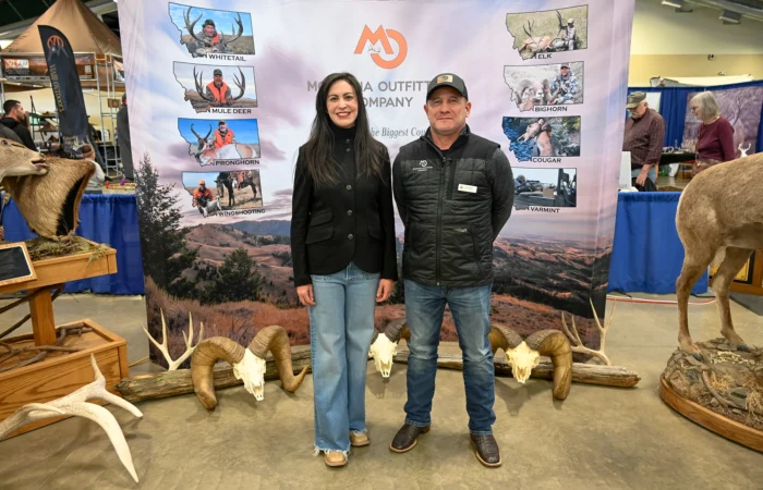 Secretary Christi Jacobsen supports western Montana timber projects, Lincoln County trail easement 3 Montana Secretary of State Christi Jacobsen with the Montana Outfitting Company at the 2026 Montana Outdoor Expo.