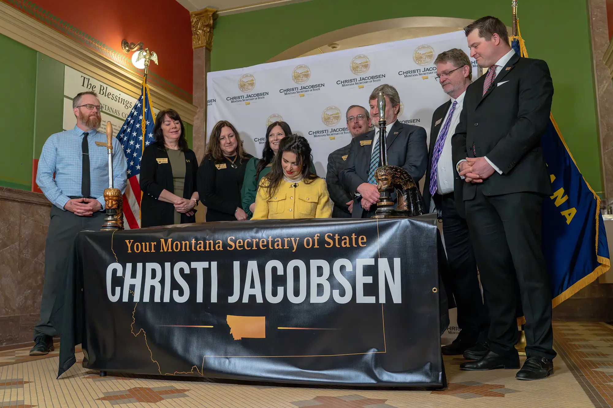 Secretary of State Christi Jacobsen and members of the Montana Elections Team.
