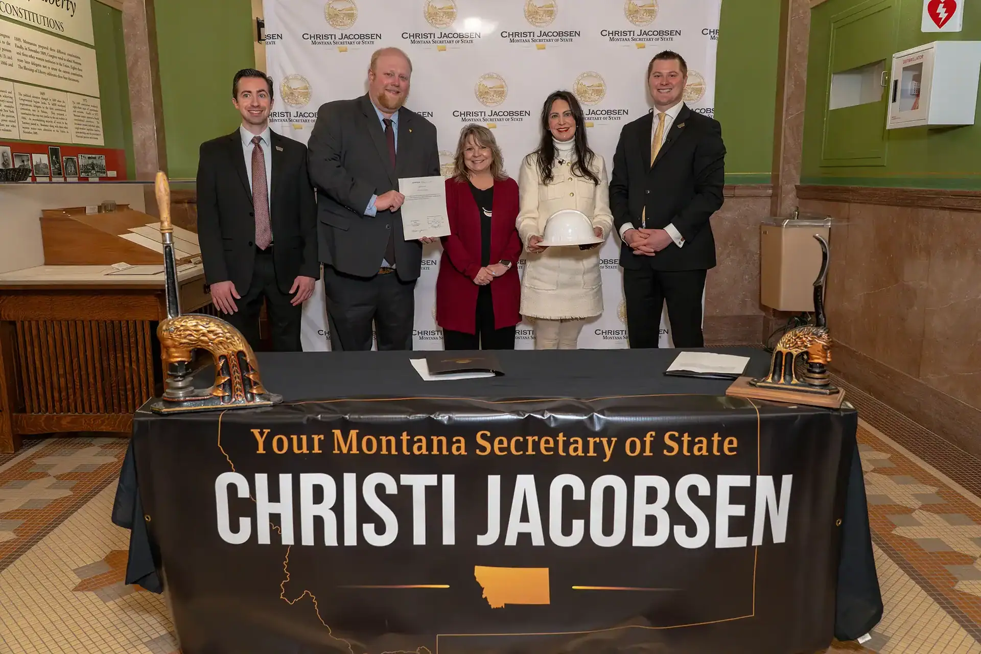Montana Secretary of State Christi Jacobsen with leaders from the Montana Petroleum Association.