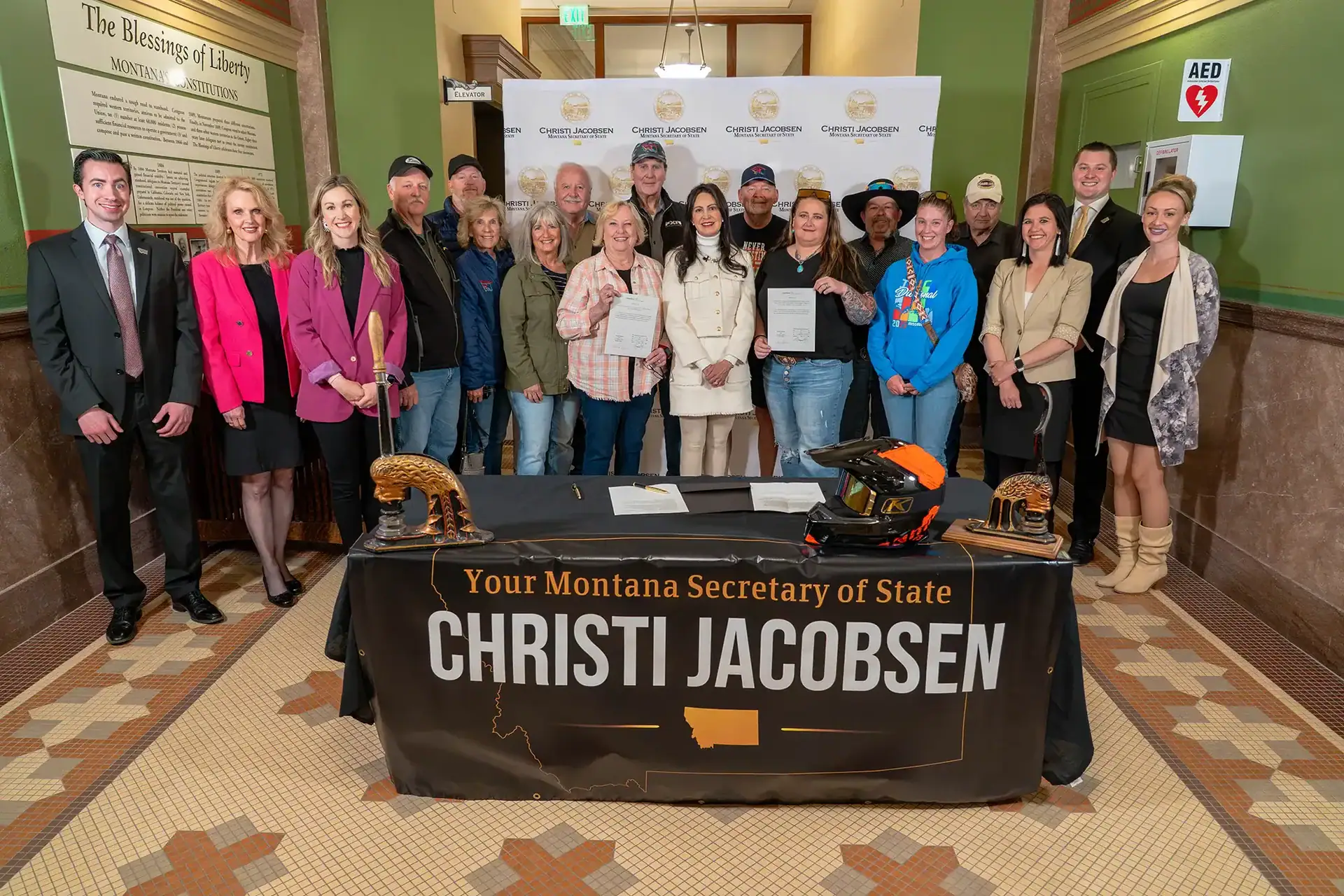 Montana Secretary of State Christi Jacobsen and the Montana Snowmobile Association.