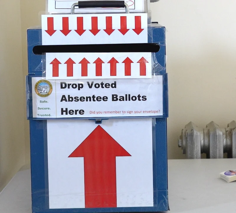 Secretary Christi Jacobsen: ‘Absentee ballots mailed for Montana's 2026 General Election’ 1 A blue Montana absentee ballot drop box with a sign that reads Drop Voted Absentee Ballots Here and a large upward-pointing arrow.