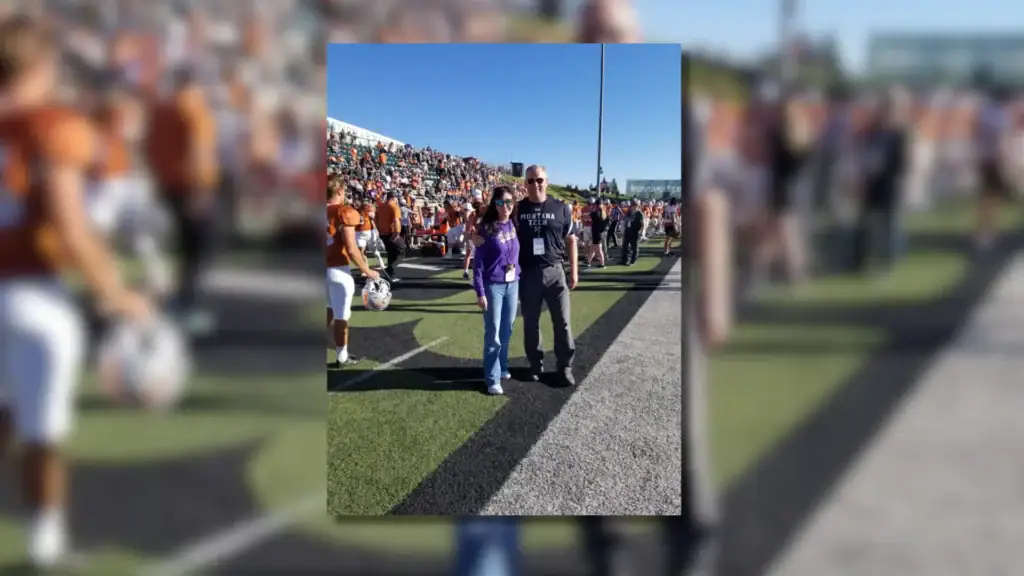 Secretary of State Christi Jacobsen during a Montana Tech football game. Secretary Jacobsen's Land Board votes approved nearly $1.5 million in estimated revenue to benefit Montana Tech.