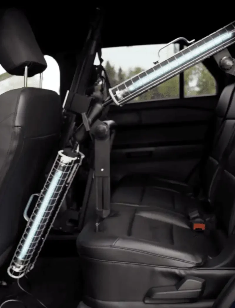 Montana Business Spotlight: Big Sky Decon 'making a big difference' with decontamination products 1 A car’s back seat with ultraviolet light disinfectant devices installed inside, aimed at sterilizing the interior, especially the rear area and seats.