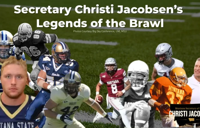 Secretary Christi Jacobsen's Cat-Griz Classics: Legends of the Brawl 10 Secretary Christi Jacobsen presents the 'Legends of the Brawl' ahead of the Cat-Griz FCS semifinal football game.