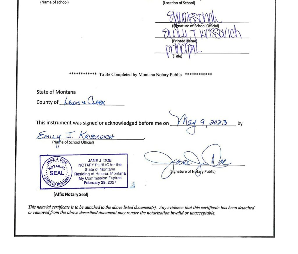 Information For Certifying And Notarizing Official School Records For 