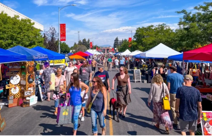 Secretary Jacobsen celebrates record-breaking Montana business momentum with more than 7,600 new registrations 1 A busy outdoor Montana farmers market.