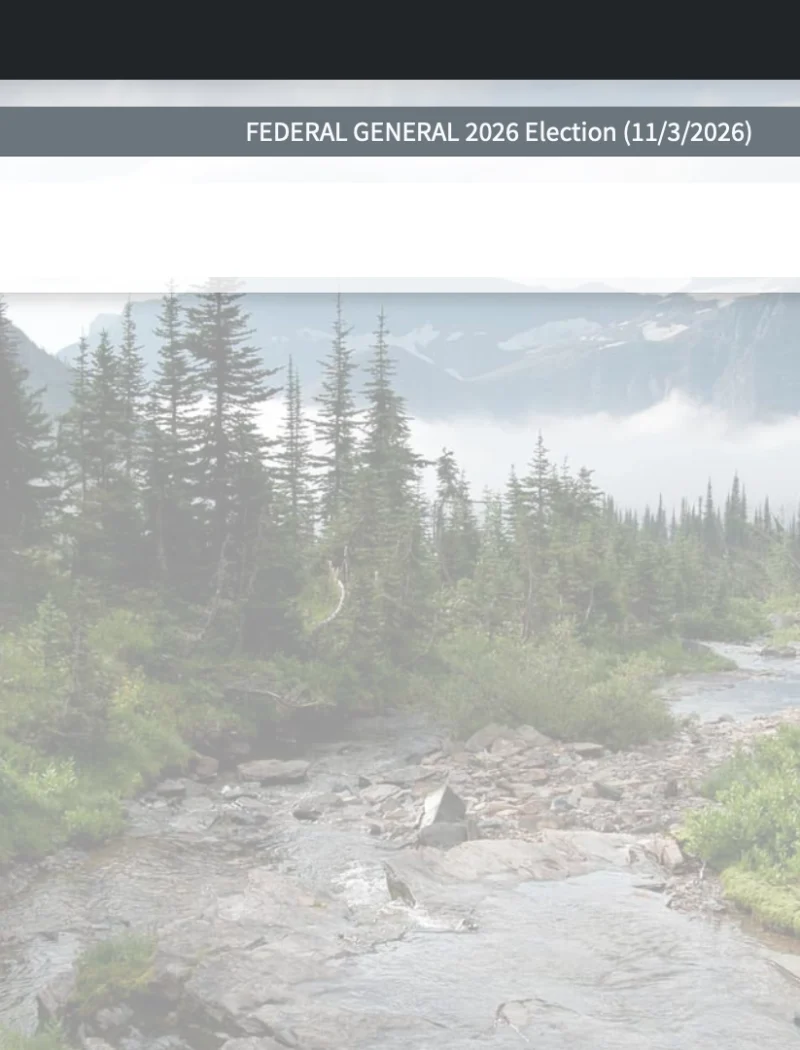 Secretary of State Christi Jacobsen: ‘Sample ballots available for November 3rd General Election’ 1 Screenshot of a voter election website with a forest and river background, a navigation menu at left, and a blue Menu button at the top right. The election listed is Federal General 2026 Election (11/3/2026), with information provided by Secretary of State Christi Jacobsen. Voters can easily access sample ballots for the upcoming November 3rd General Election directly from this page.