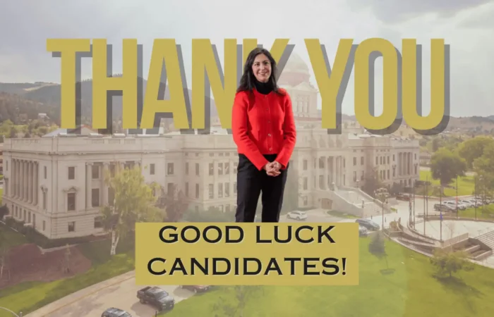 Secretary Christi Jacobsen thanks staff, candidates for successful 2024 candidate filing period 10 Secretary Christi Jacobsen stands in a red jacket before a government building, with “THANK YOU” above her and a sign below reading “GOOD LUCK CANDIDATES!” marking 2024 candidate filing.