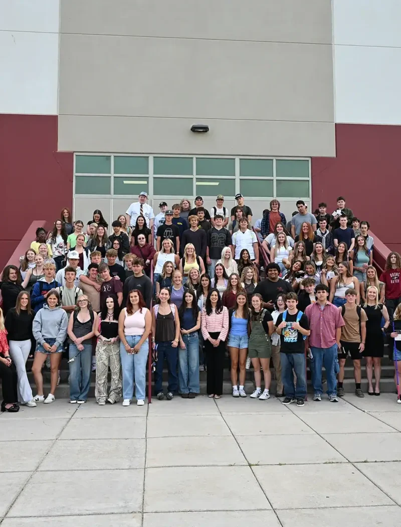 Montana Secretary of State Christi Jacobsen with Hamilton High School seniors.