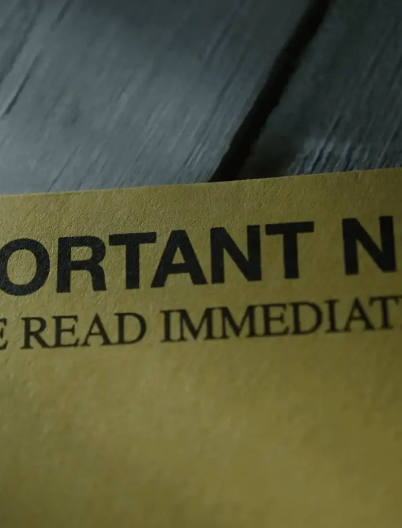 A yellow envelope with bold black text reading, IMPORTANT NOTICE PLEASE READ IMMEDIATELY. The seal and name of the Montana Secretary of State’s Office Business Services Division appear in the bottom right corner.