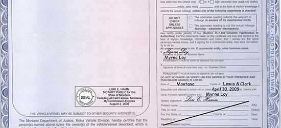 Notarizing Montana Motor Vehicle Titles - Official Montana 