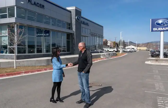 'Best experience with a government office': Secretary Jacobsen thanks businesses for successful 2025 annual report season 8 Montana Secretary of State Christi Jacobsen visits with Placer Motors owner Erick Anderson.