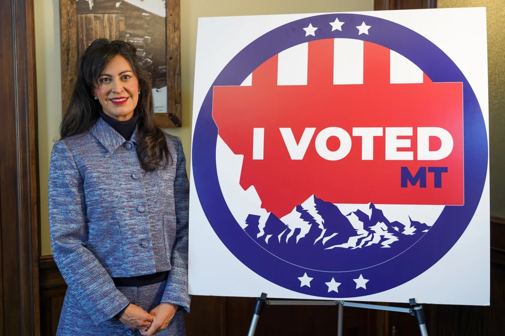 Christi Jacobsen - Montana Secretary of State 9 Secretary of State Christi Jacobsen unveiled a new Montana "I Voted" sticker ahead of the 2026 elections.
