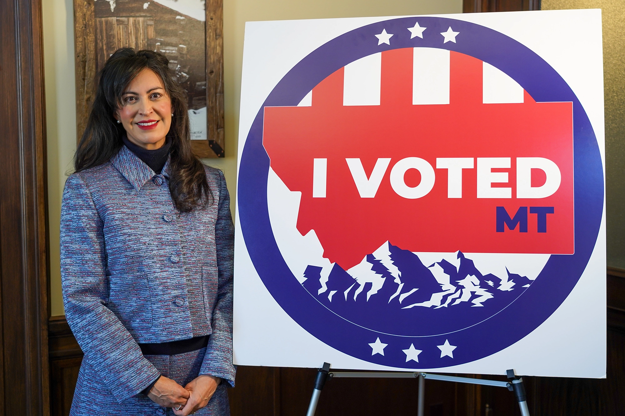 Secretary of State Christi Jacobsen unveiled a new Montana "I Voted" sticker ahead of the 2026 elections.