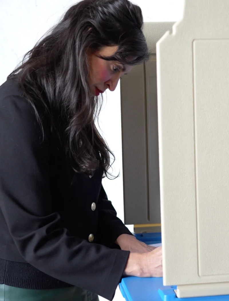 Montana Secretary of State Christi Jacobsen votes her ballot during a Montana election.